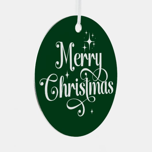 Elegante foto Retro Vrolijke Kerst Groene Keepsake Metalen Ornament (Voorkant Rechts)