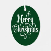 Elegante foto Retro Vrolijke Kerst Groene Keepsake Metalen Ornament (Voorkant links)