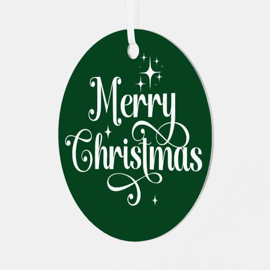 Elegante foto Retro Vrolijke Kerst Groene Keepsake Metalen Ornament (Voorkant links)