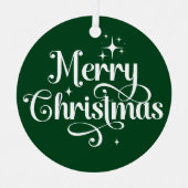 Elegante foto Retro Vrolijke Kerst Groene Keepsake Metalen Ornament (Voorkant)
