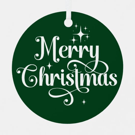 Elegante foto Retro Vrolijke Kerst Groene Keepsake Metalen Ornament (Voorkant)