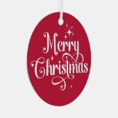 Elegante foto Retro Vrolijke Kerst Rode Keepsake Metalen Ornament (Voorkant Rechts)