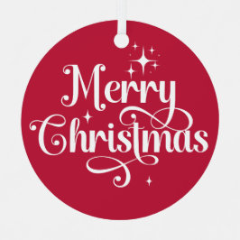 Elegante foto Retro Vrolijke Kerst Rode Keepsake Metalen Ornament