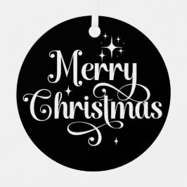 Elegante foto Retro Vrolijke Kerst Zwart Keepsake Metalen Ornament