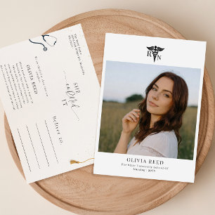 Elegante foto RN verpleegkunde afstudeeraankondigi Briefkaart