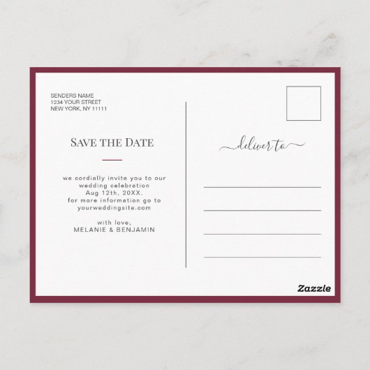 Elegante foto Romantische bloem Save the Date Briefkaart (Achterkant)