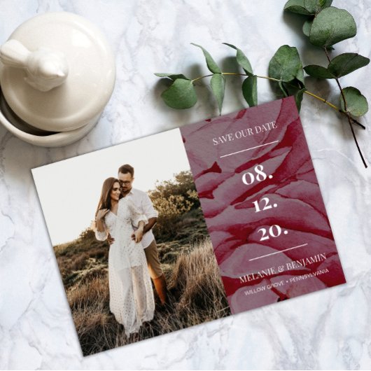 Elegante foto Romantische bloem Save the Dates Kaart