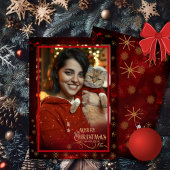 Elegante foto ROOD GOUD Vrolijk kerstfeest Feestdagenkaart