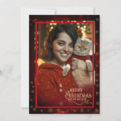 Elegante foto ROOD GOUD Vrolijk kerstfeest Feestdagenkaart (Voorkant)