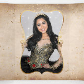 Elegante foto Rood Rose Zwart en Goud Quinceanera Drieluik Uitnodiging (Binnenkant midden)