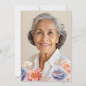 Elegante foto roze bloem 70e verjaardag kaart (Achterkant)