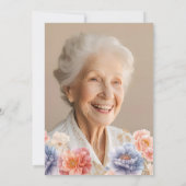 Elegante Foto Roze Bloemen 100ste Verjaardag Kaart (Achterkant)