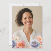 Elegante Foto Roze Bloemen 30e Verjaardag Kaart (Achterkant)