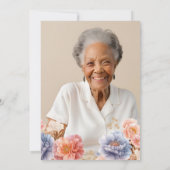 Elegante Foto Roze Bloemen 90ste Verjaardag Kaart (Achterkant)