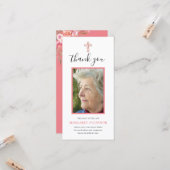 Elegante foto Roze Bloemen Memorial Dank u Kaart (Voorkant / Achterkant in situ)