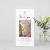 Elegante foto Roze Bloemen Memorial Dank u Kaart (Staand voorkant)