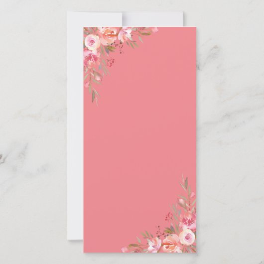 Elegante foto Roze Bloemen Memorial Dank u Kaart (Achterkant)