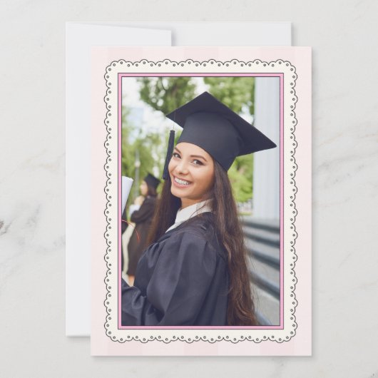 Elegante Foto Roze Coquette Bow Afstuderen Kaart (Achterkant)