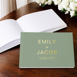 Elegante foto Sage Green Gold Modern Minimalist Gastenboek