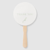 Elegante Foto Sage Groene Script Monogram Huwelijk Handwaaier (Voorkant)