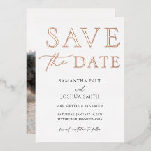 Elegante Foto Save the Date Folie Uitnodiging