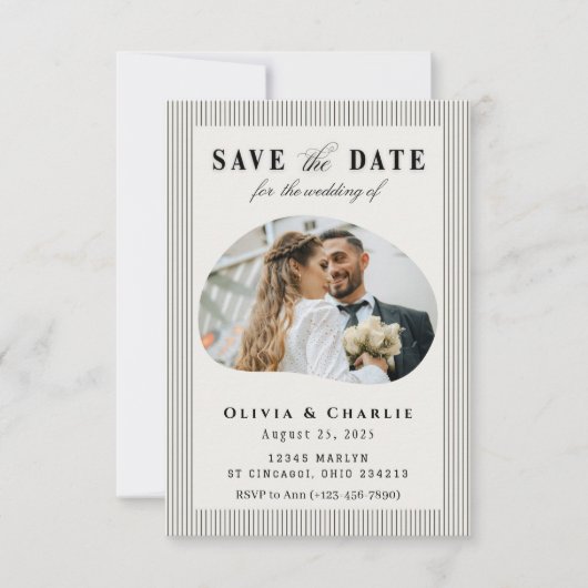 Elegante foto save the date kaart (Voorkant)