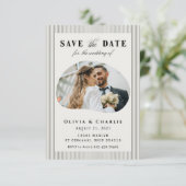 Elegante foto save the date kaart (Staand voorkant)