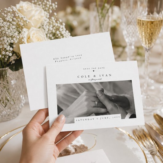 Elegante Foto Save the Date Kaart Sjabloon