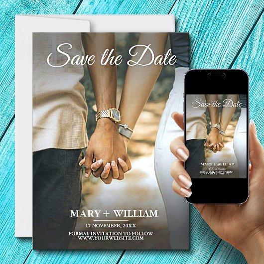 Elegante foto save the date trouwkaarten