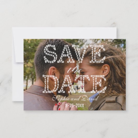 Elegante foto SAVE THE DATE Trouwtypografie (Voorkant)