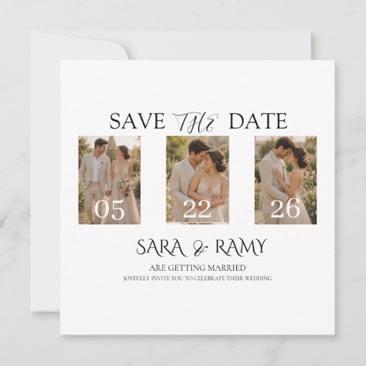 Elegante foto Save the Date trouwuitnodiging (Voorkant)