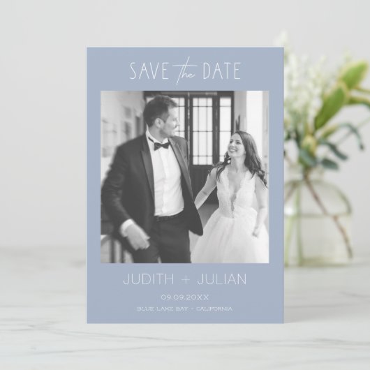 Elegante foto save the date trouwuitnodiging kaart (Staand voorkant)