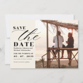 Elegante foto script calligrafie & QR Code Huwelij Save The Date (Voorkant)