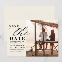 Elegante foto script calligrafie & QR Code Huwelij Save The Date