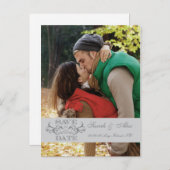 Elegante foto Sla de datum Grey Swirl Briefkaart (Voorkant / Achterkant)