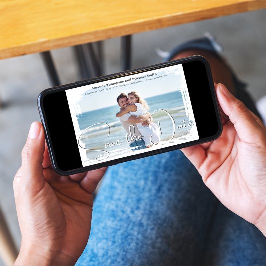 Elegante foto Sla de datum script bruiloft Save The Date