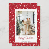 Elegante foto sterren rode vrolijke kerst Kaart (Voorkant / Achterkant)