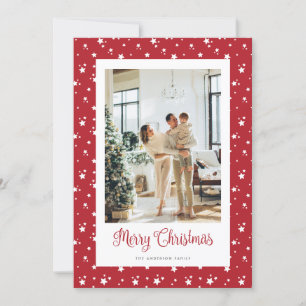 Elegante foto sterren rode vrolijke kerst Kaart