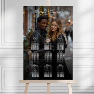 Elegante foto stoelindeling trouwfeest 9 tafels poster