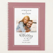 Elegante Foto Stof Roze Verlovingsbruiloft Planner (Voorkant)