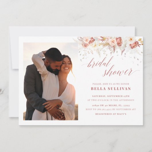 Elegante foto Stoffig Roos Bloemen Vrijgezellenfee Kaart (Voorkant)