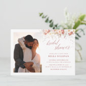 Elegante foto Stoffig Roos Bloemen Vrijgezellenfee Kaart (Staand voorkant)