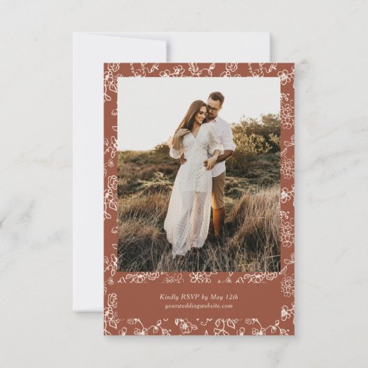 Elegante foto Terracotta bruiloft Kaart (Achterkant)