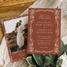 Elegante  foto Terracotta bruiloft Kaart