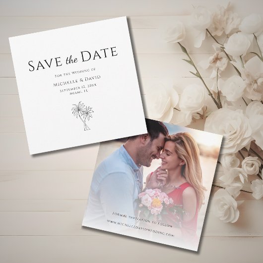 Elegante Foto Tropische Palmbomen Bestemming Save The Date