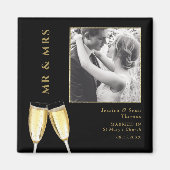 Elegante foto, trouw champagne magneet (Voorkant)