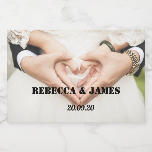 Elegante foto trouw mini mousserende wijnfles L Sparkling Wijnetiket (Enkel label)