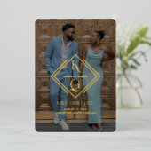 Elegante foto trouw save the date logo folie uitnodiging (Staand Voorkant)