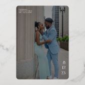 Elegante foto trouw save the date logo folie uitnodiging (Achterkant)