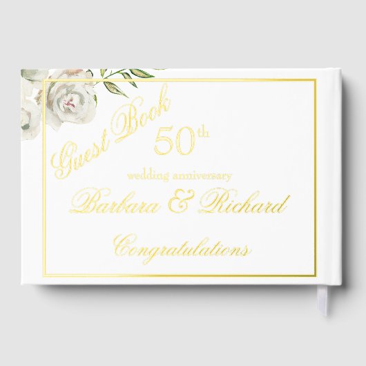 Elegante Foto Trouwen Jubileum Party Gold Folie Gastenboek (Achterkant)